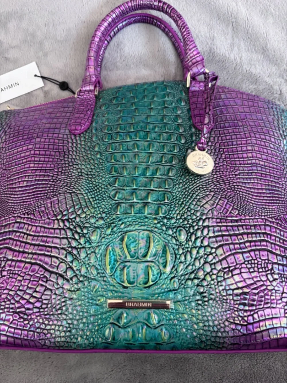 BRAHMIN Large Duxbury Hyacinth Ombre Mini Melbourne Leather Satchel Bag Purse - Picture 2 of 16
